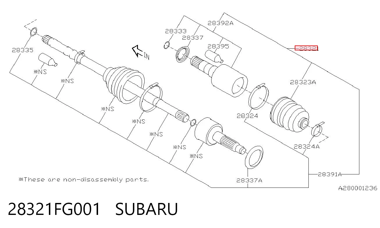 28321FG001 Subaru Ось передняя в сборе
