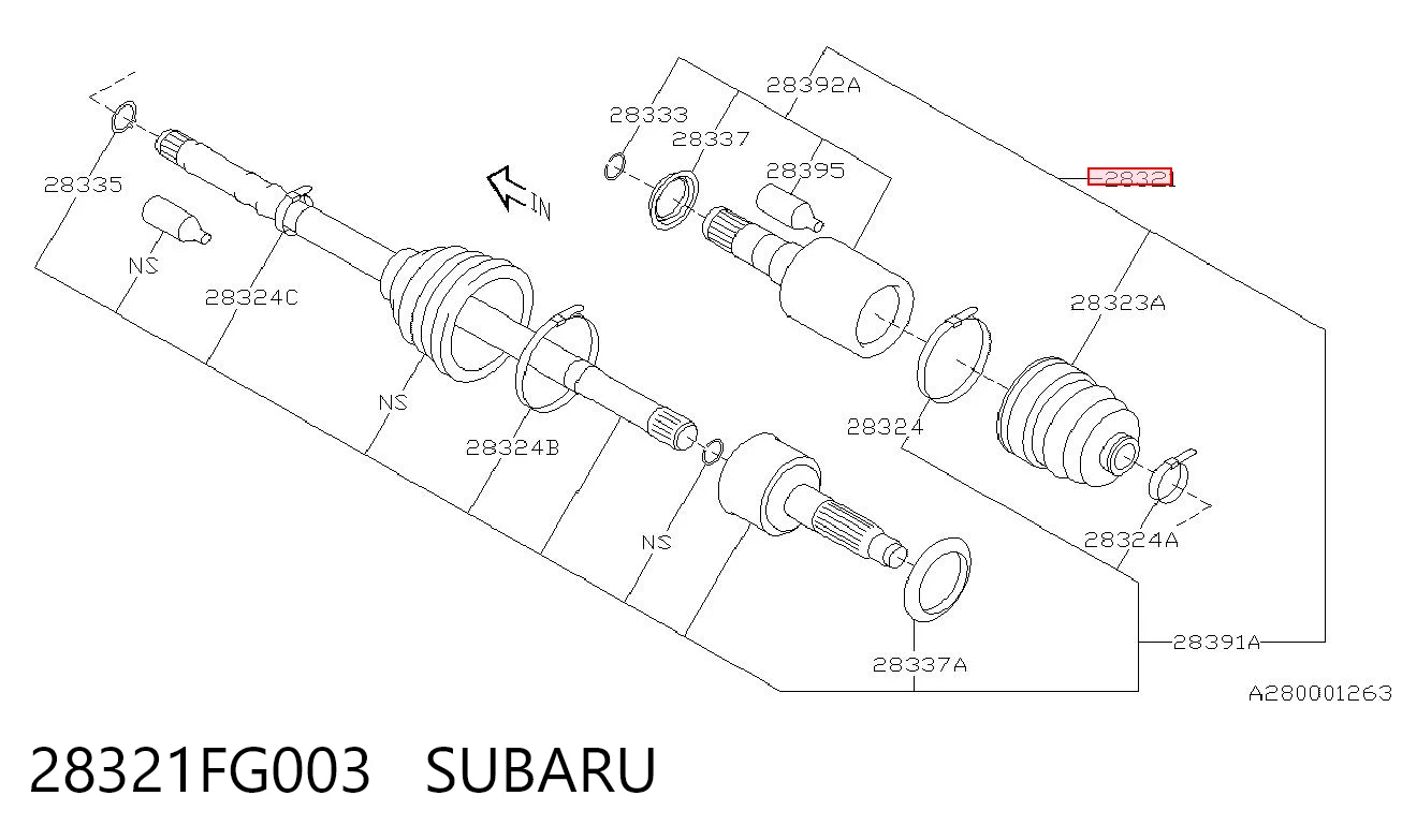 28321FG003 Subaru Ось передняя в сборе