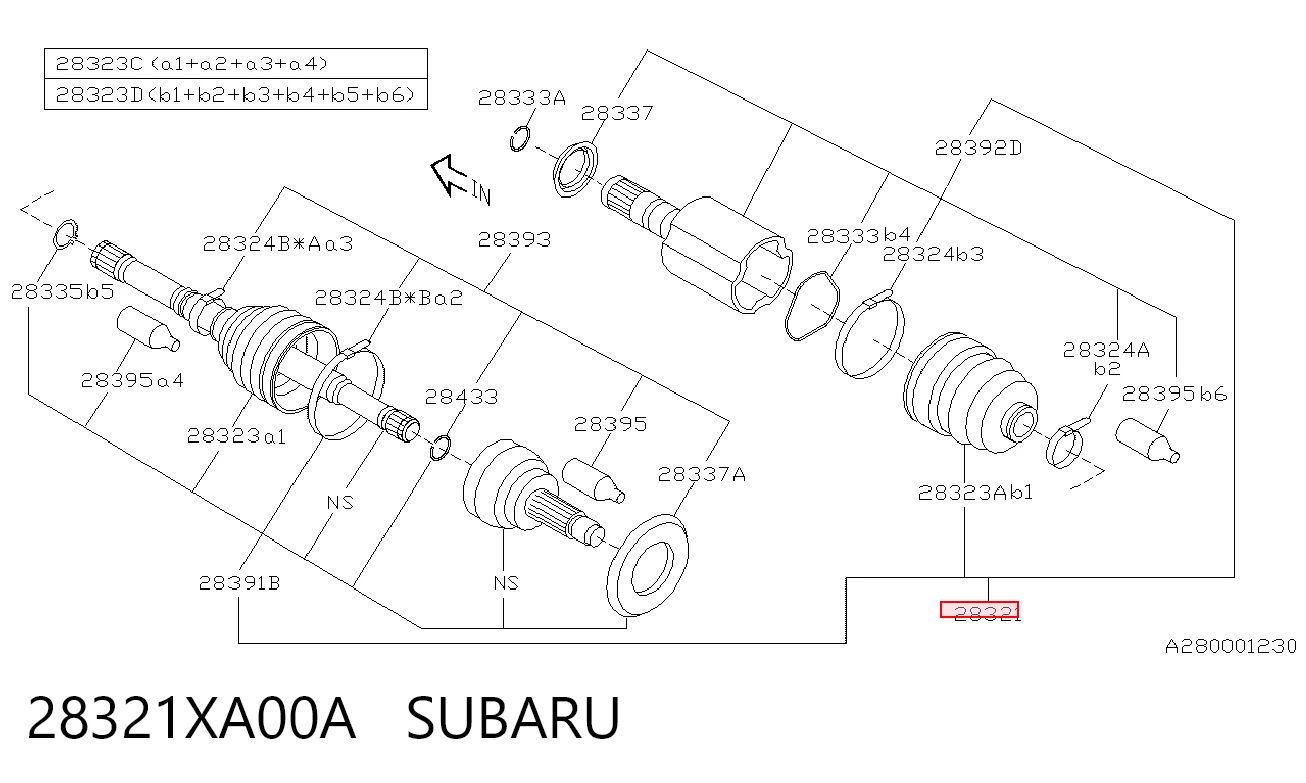 28321XA00A Subaru Ось передняя в сборе