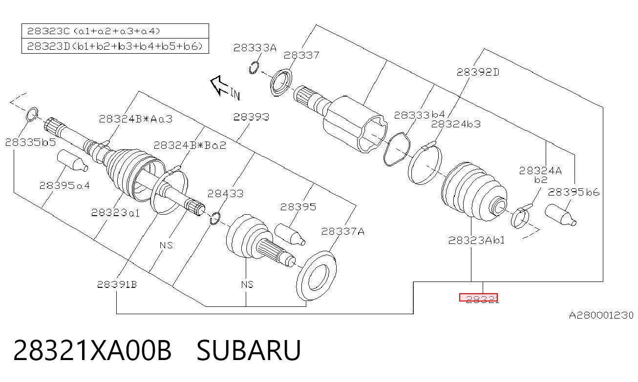 28321XA00B Subaru Ось передняя в сборе