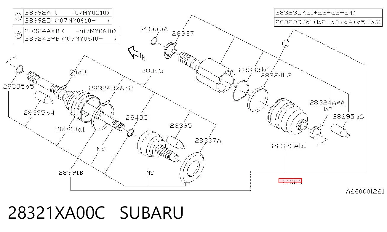 28321XA00C Subaru Ось передняя в сборе