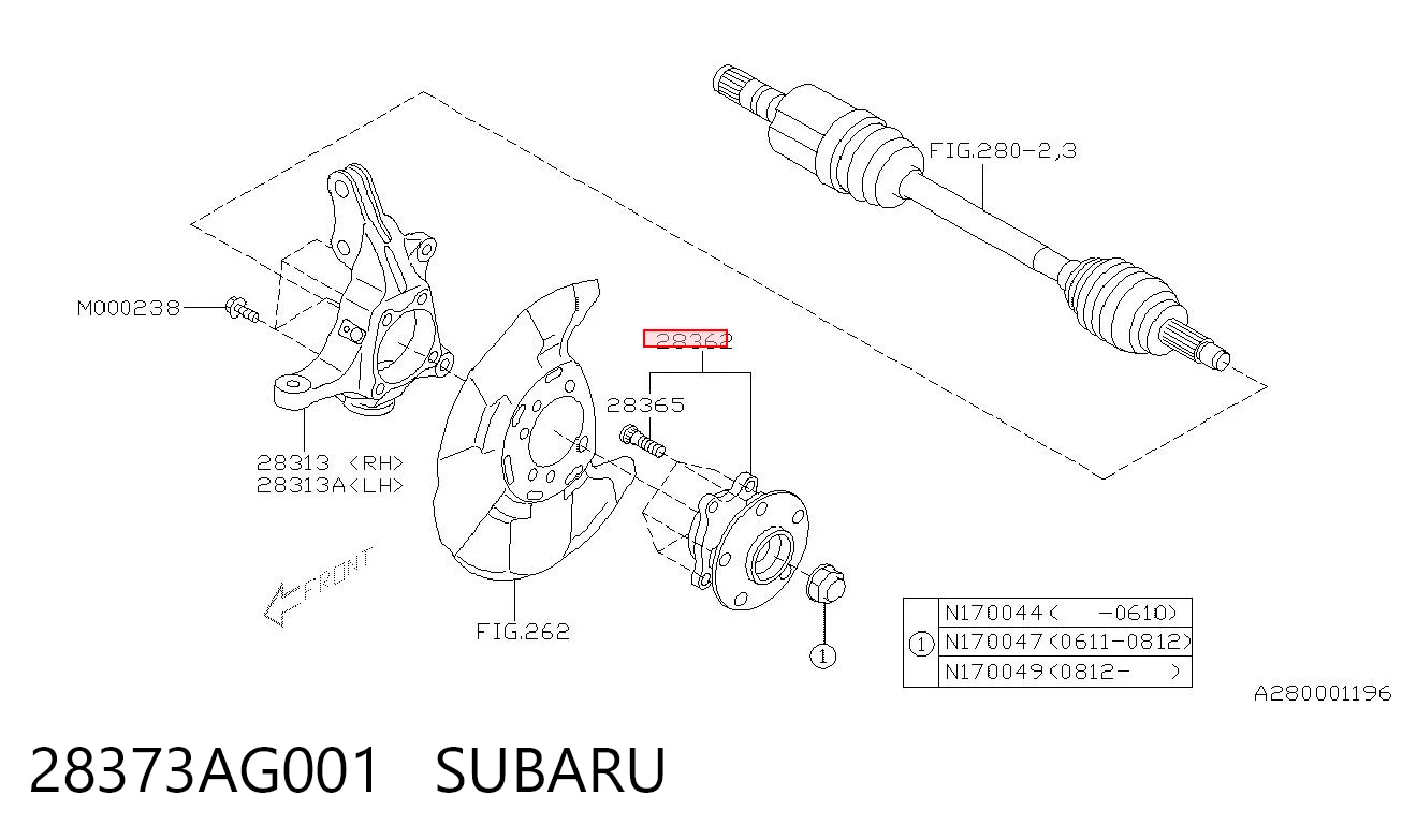 28373AG001 Subaru Ступица колеса передняя