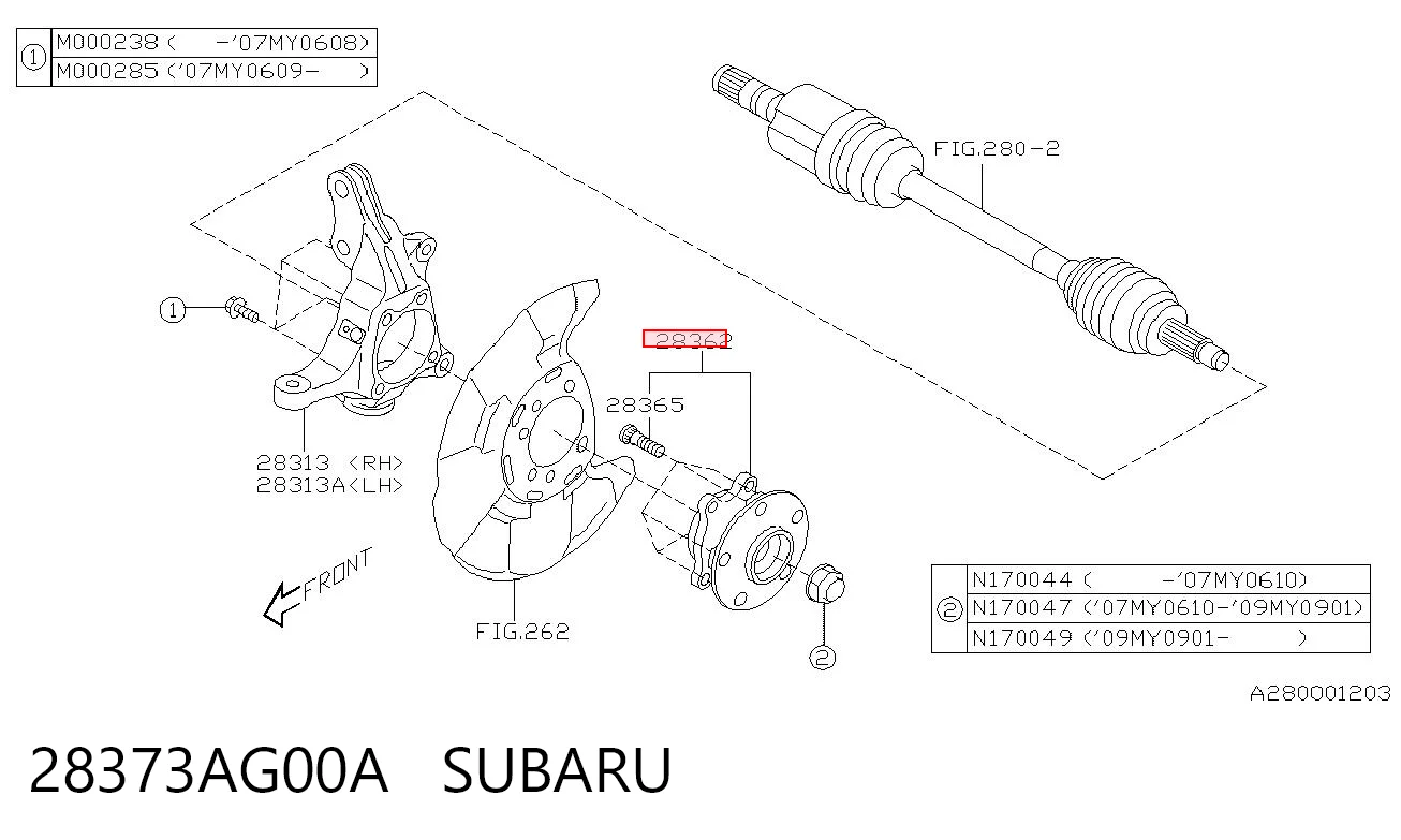 28373AG00A Subaru Ступица колеса передняя