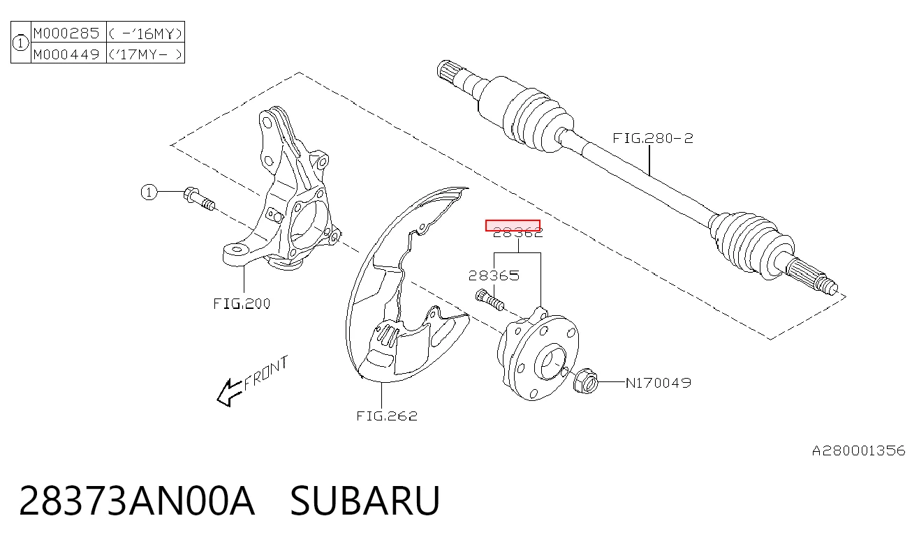 28373AN00A Subaru Ступица колеса передняя