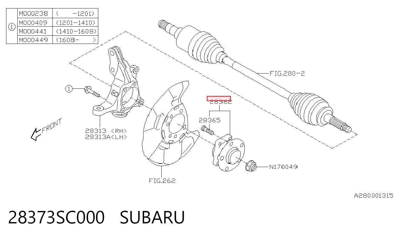 28373SC000 Subaru Ступица колеса передняя
