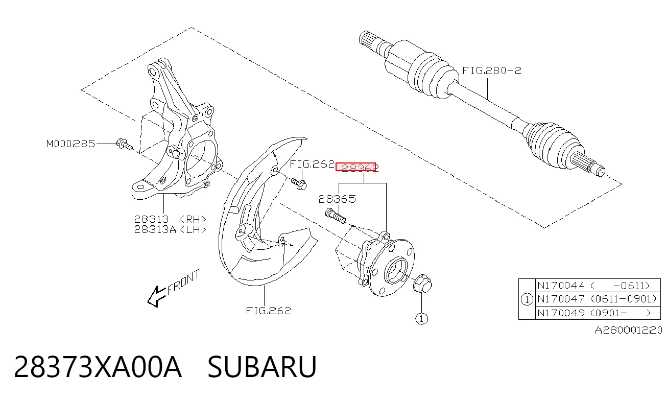 28373XA00A Subaru Ступица колеса передняя
