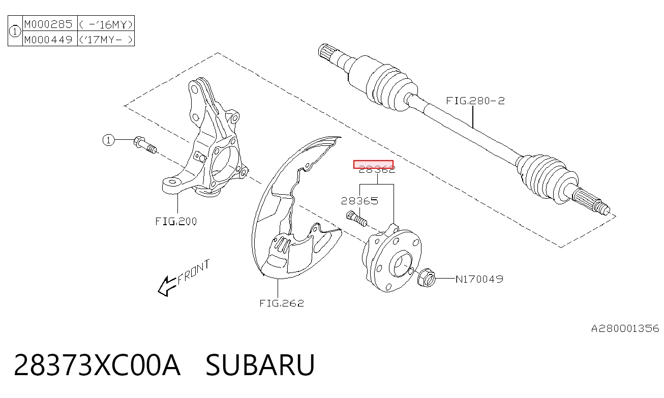 28373XC00A Subaru Ступица колеса передняя