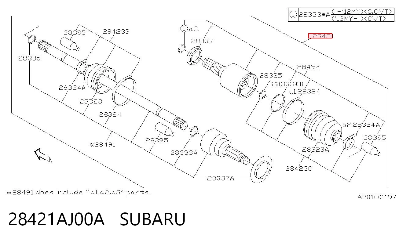 28421AJ00A Subaru Привод задний