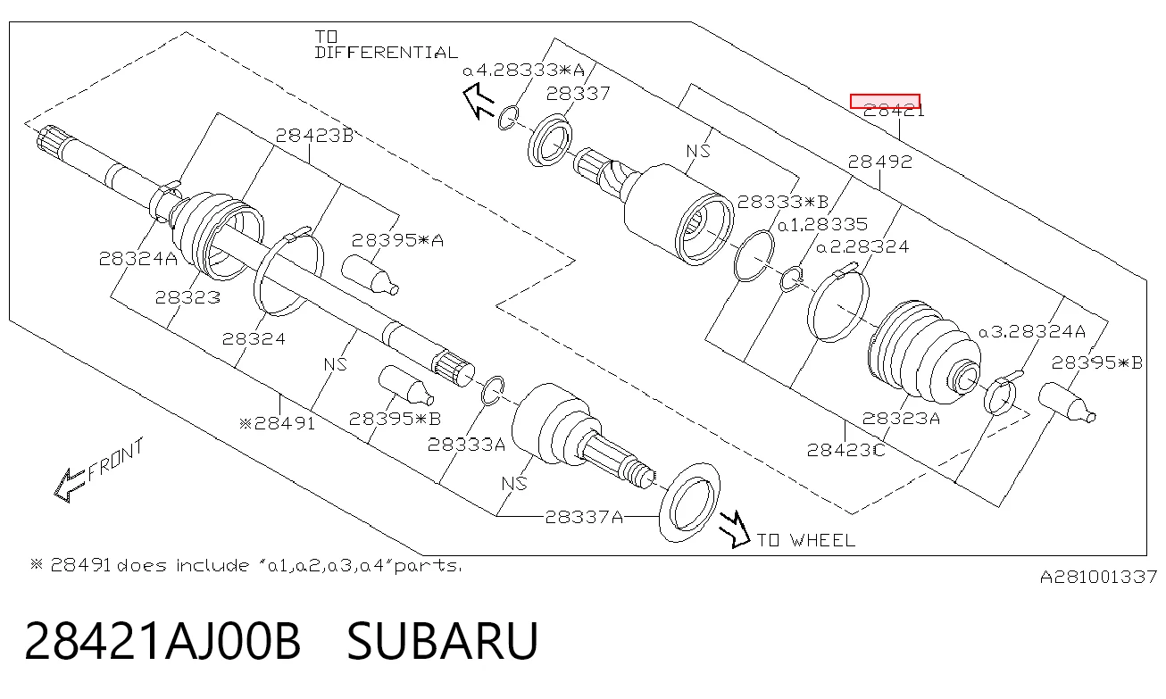 28421AJ00B Subaru Привод задний