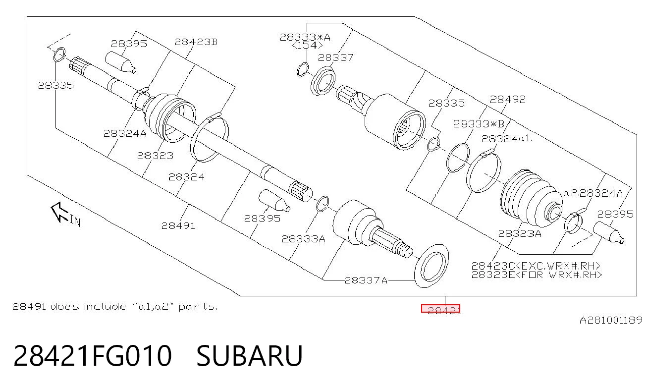 28421FG010 Subaru Привод задний