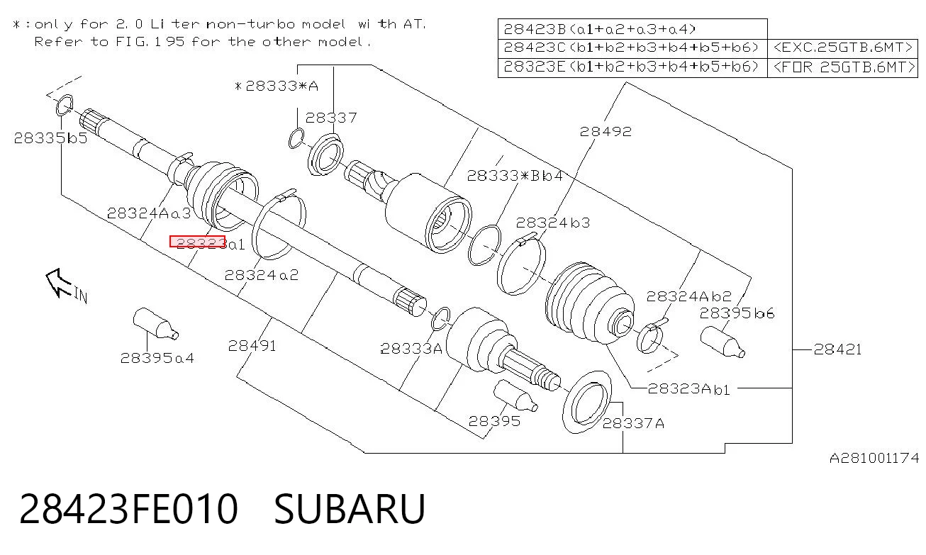 28423FE010 Subaru Пыльник шарнира угловых скоростей наружный задний