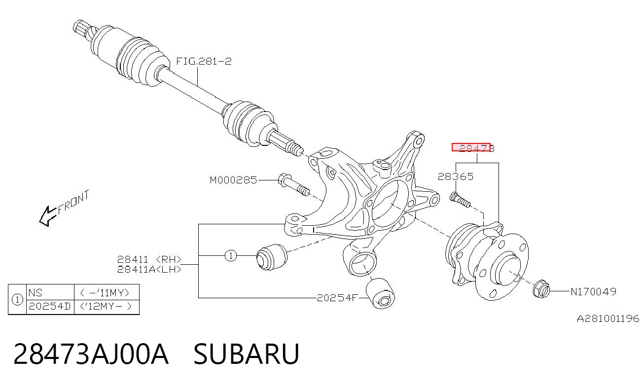 28473AJ00A Subaru Ступица задняя