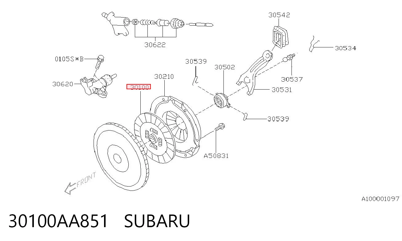 30100AA851 Subaru Диск сцепления ведомый