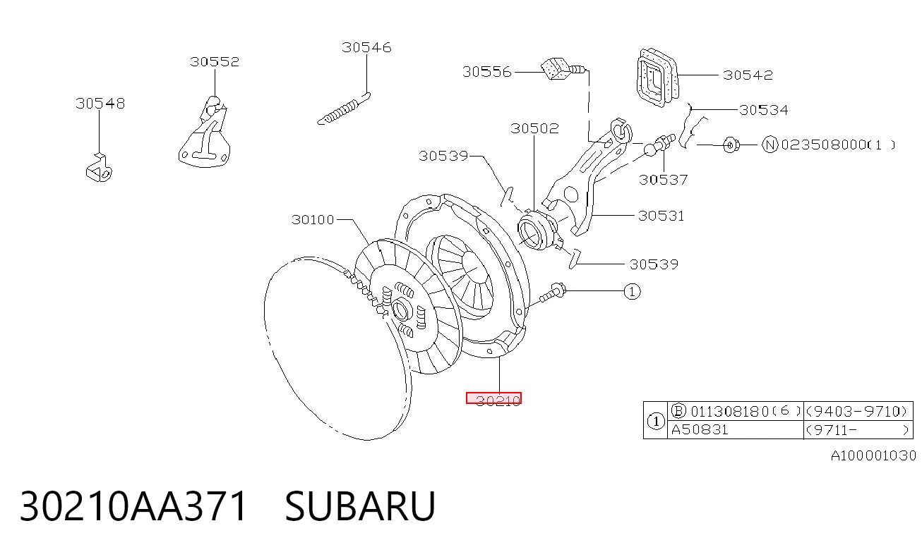 Нажимной диск сцепления на Subaru Legacy III BE, BH