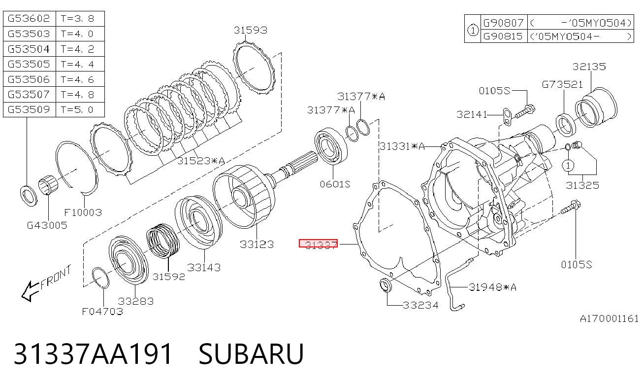 31337AA191 Subaru Прокладка редуктора заднего моста