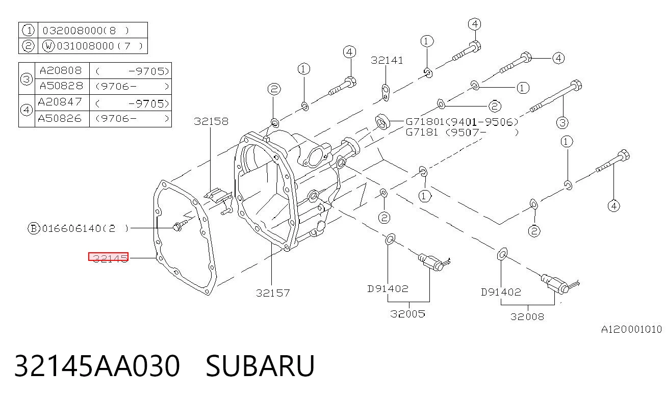 32145AA030 Subaru Прокладка крышки коробки передач