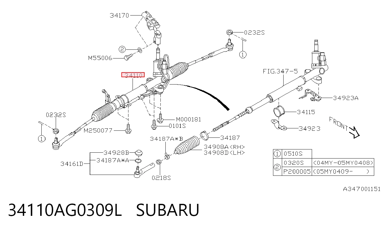 34110AG0309L Subaru Управление рулевое в сборе