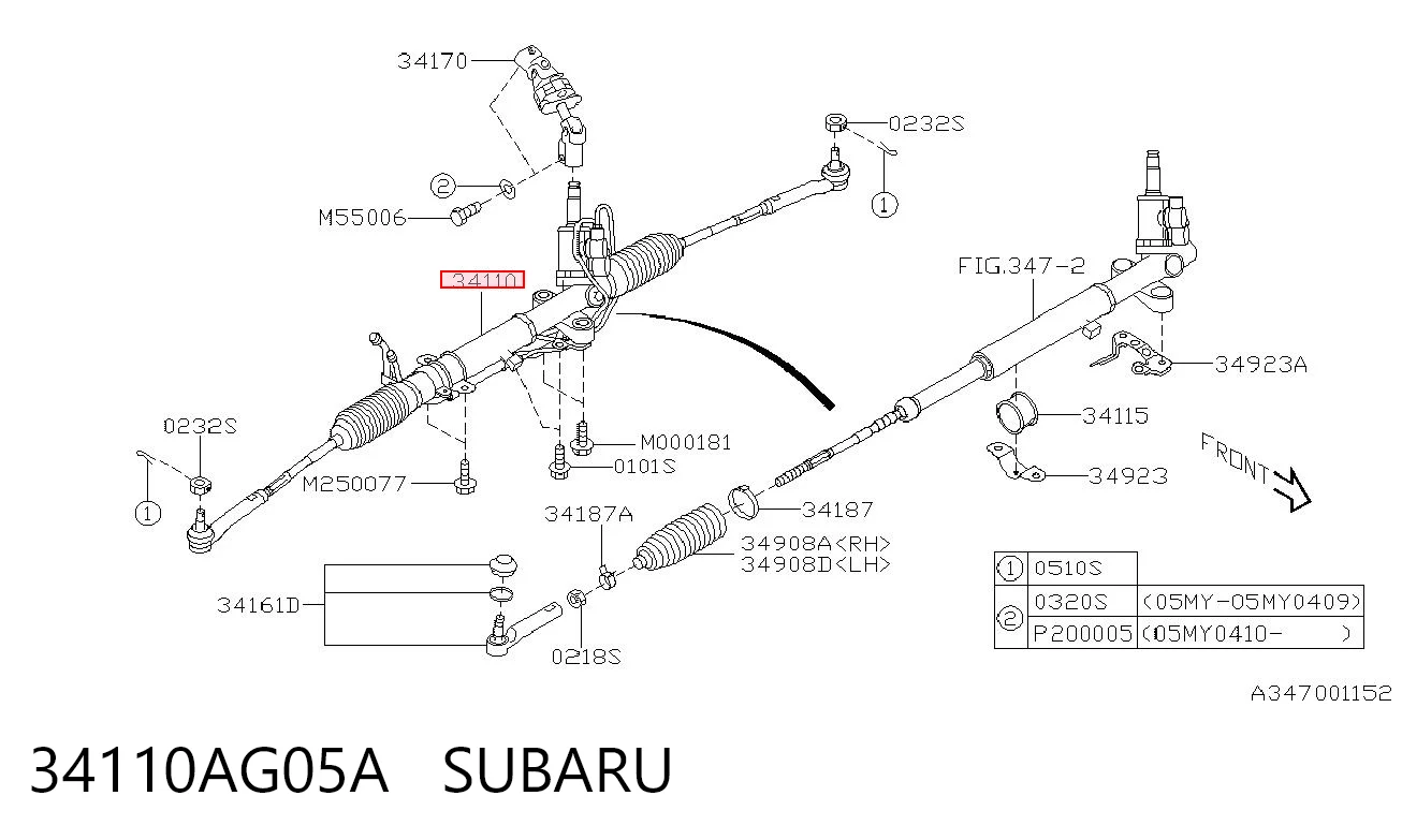 34110AG05A Subaru Управление рулевое в сборе