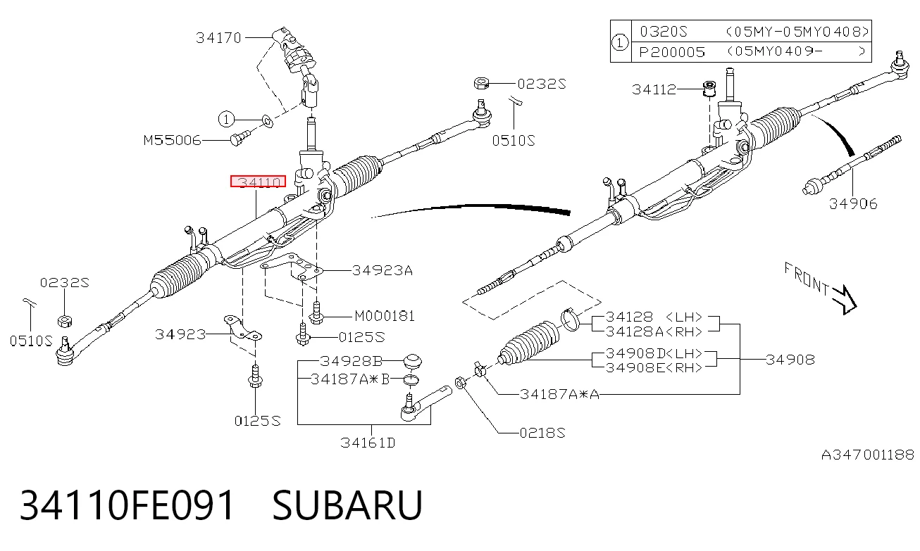 34110FE091 Subaru Управление рулевое в сборе