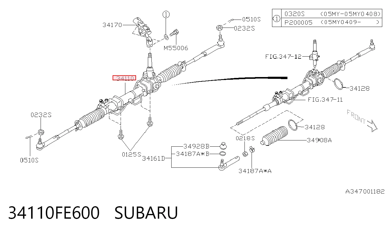 34110FE600 Subaru Управление рулевое в сборе
