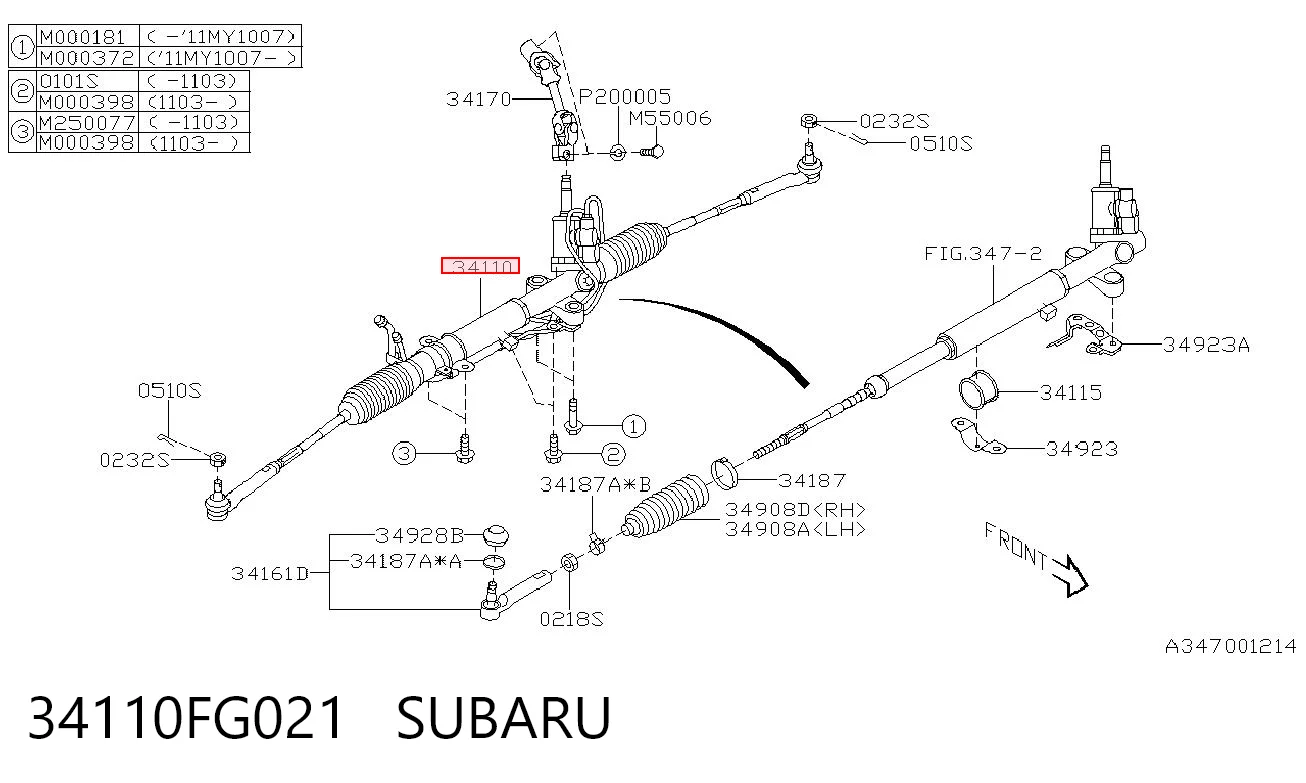 34110FG021 Subaru Управление рулевое в сборе