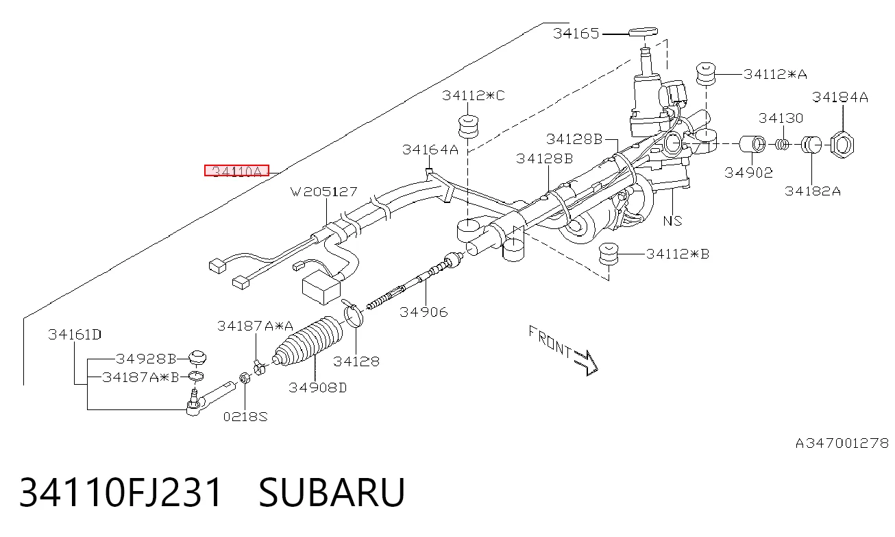 Рейка рулевая SUBARU 34110FJ231