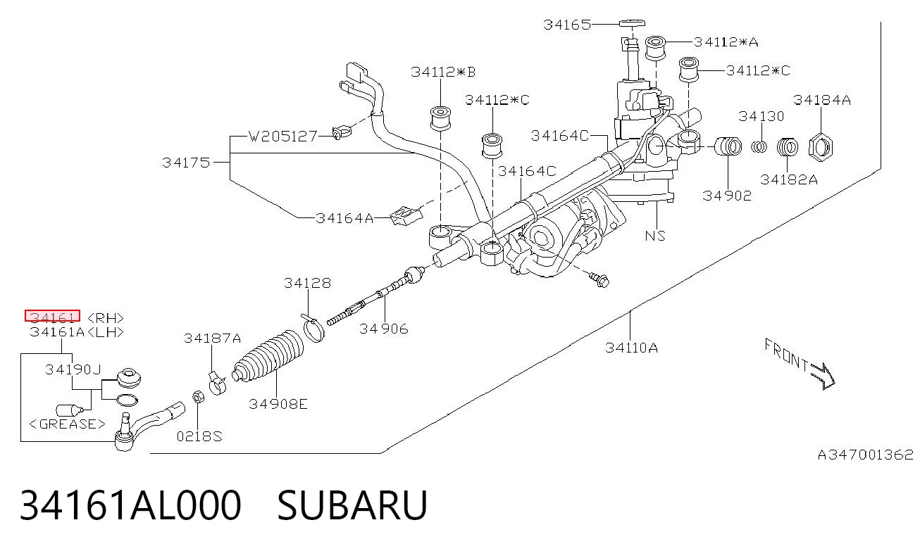 34161AL000 Subaru Наружный наконечник рулевой тяги