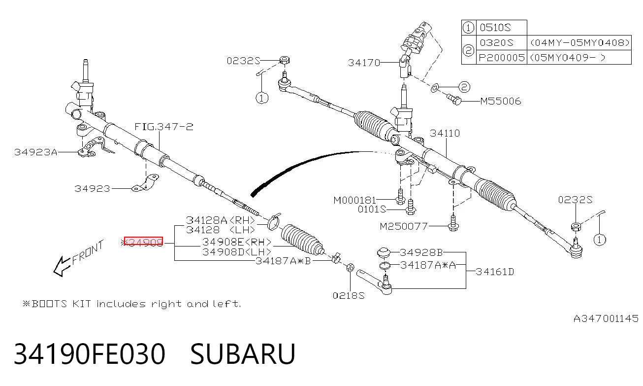 34190FE030 Subaru Пыльник рулевой тяги