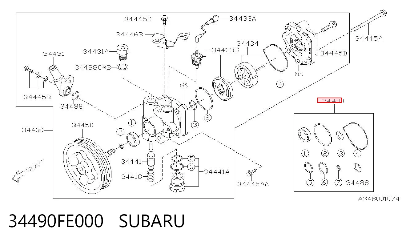34490FE000 Subaru Ремкомплект насоса гидроусилителя руля