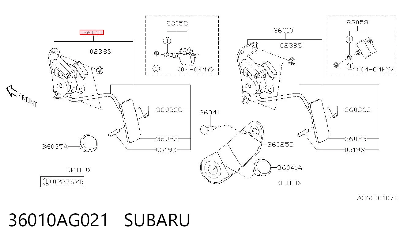 36010AG021 Subaru Педали газа