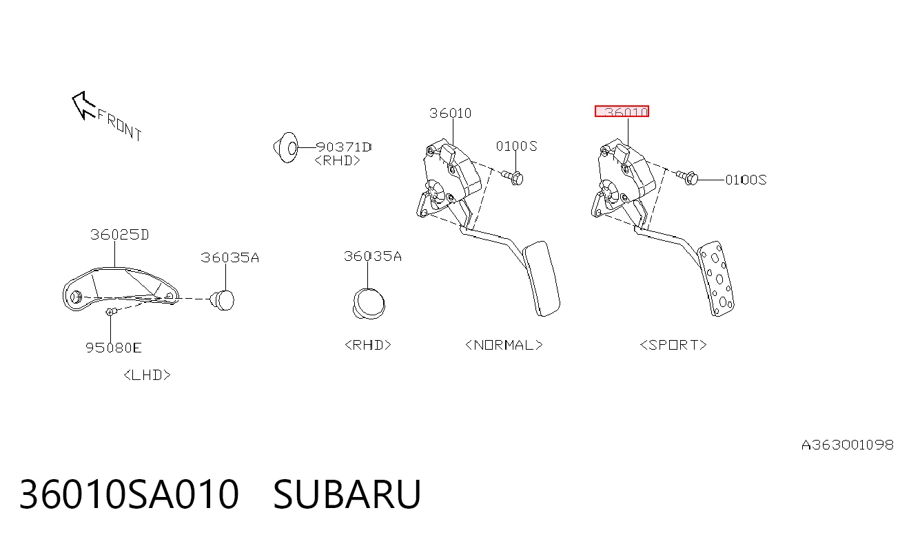 36010SA010 Subaru Педали газа