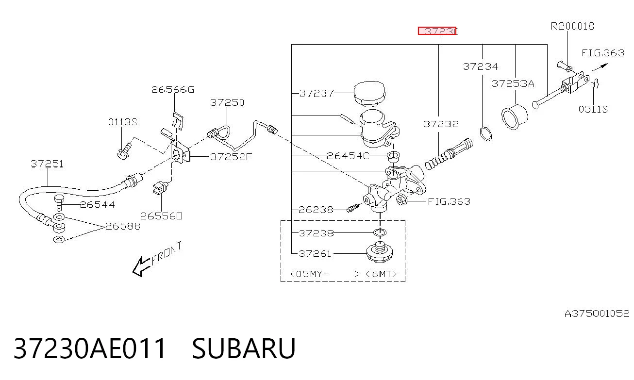 37230AE011 Subaru Цилиндр сцепления, главный