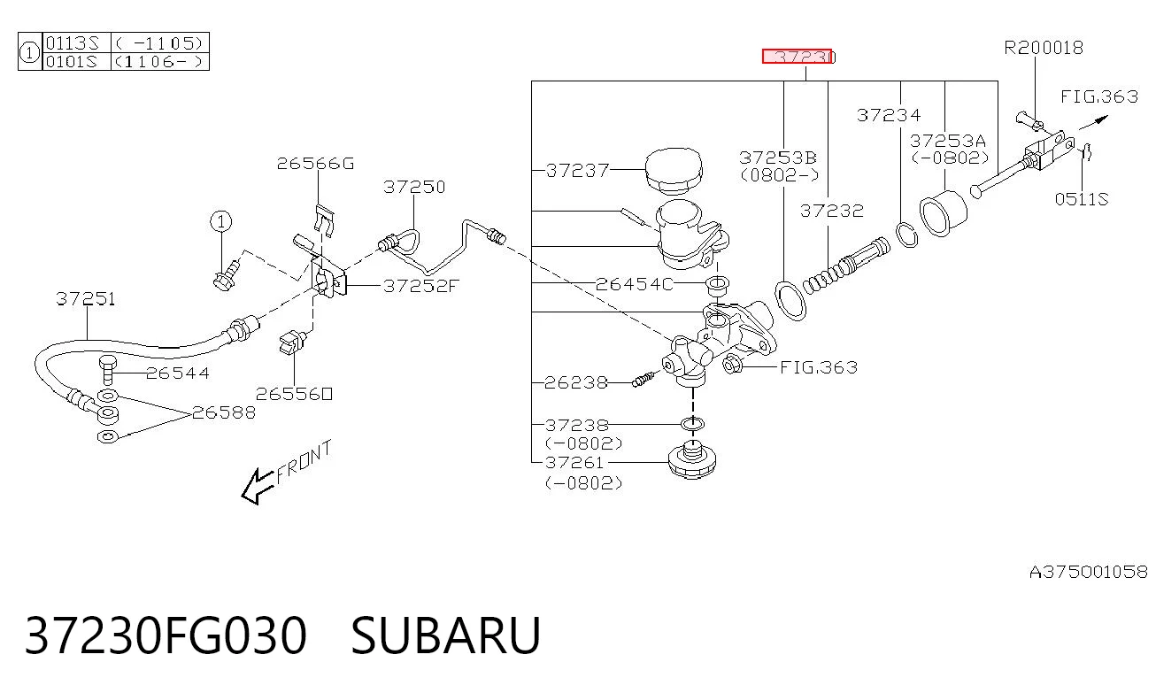 Цилиндр сцепления, главный на Subaru Impreza III GH
