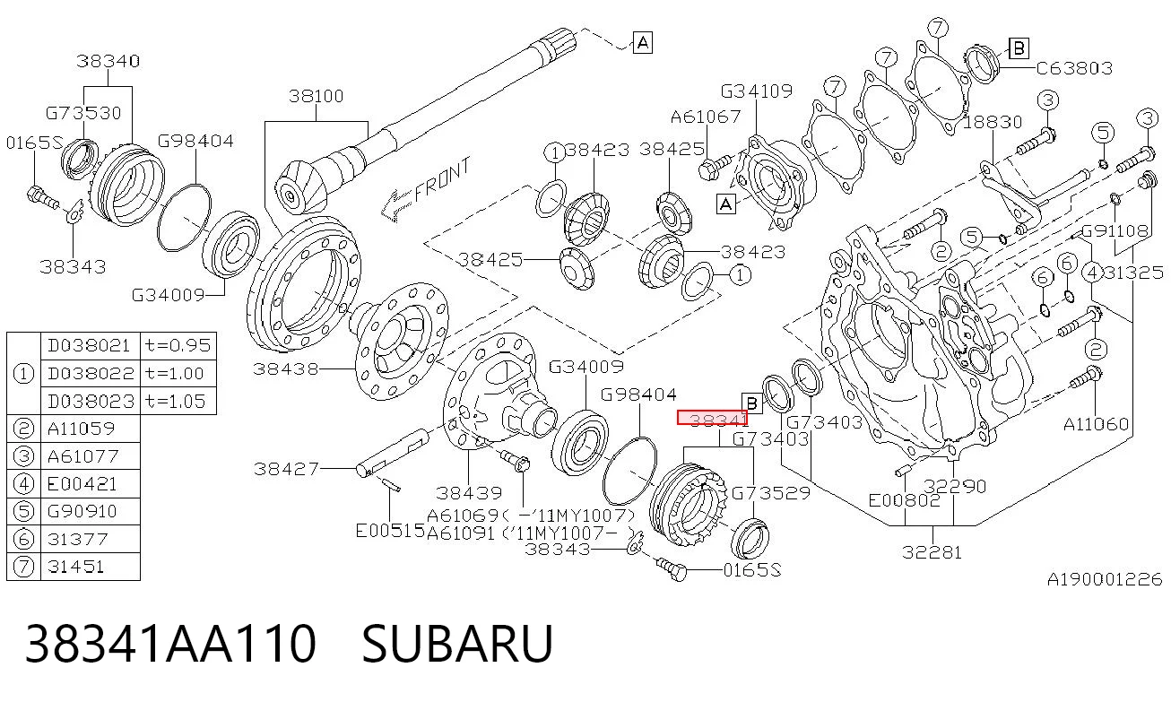 38341AA110 Subaru 