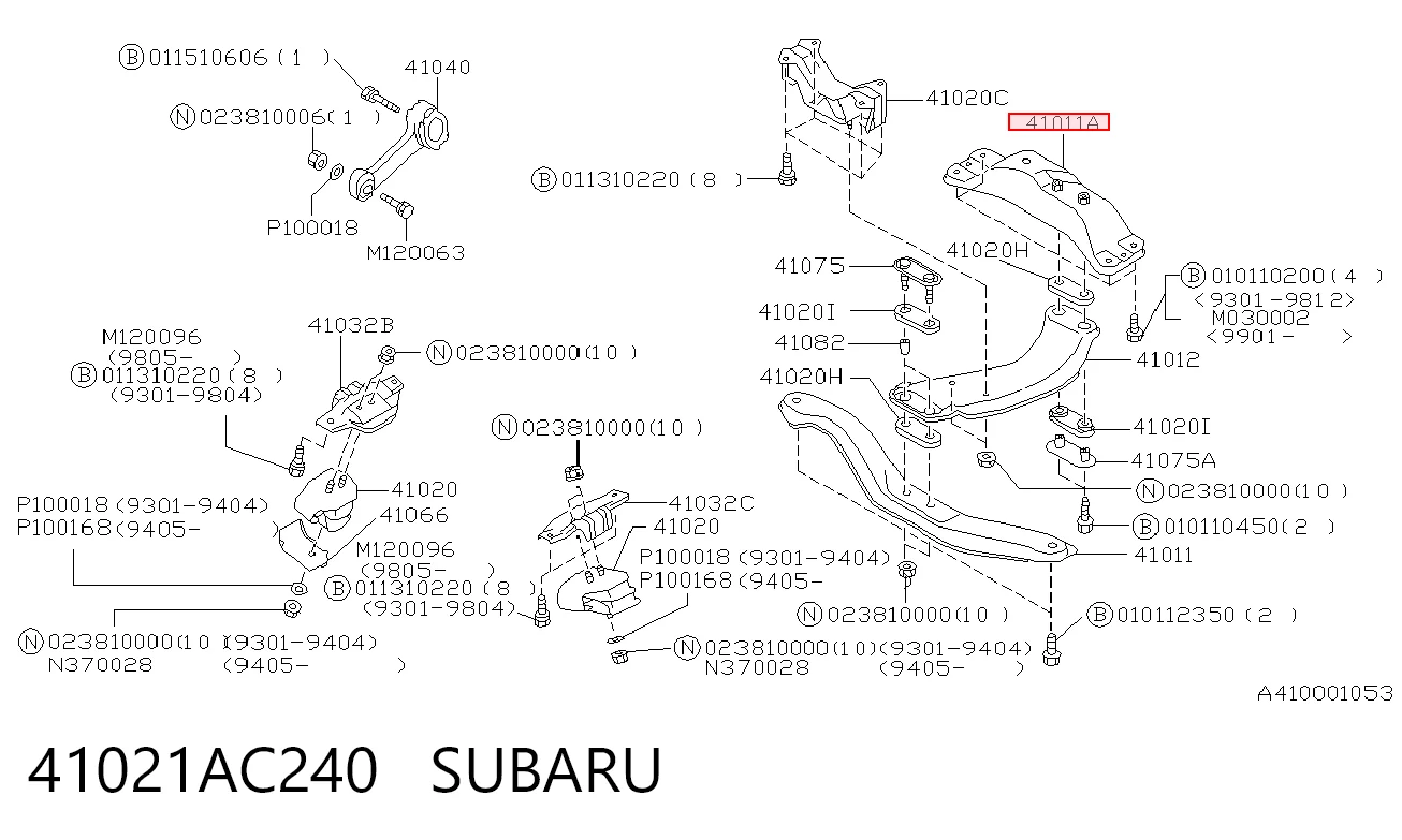 41021AC240 Subaru Подрамник двигателя