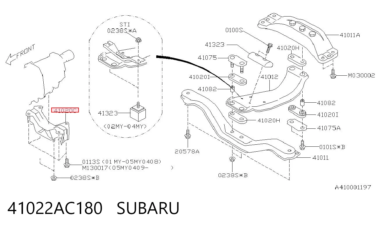 41022AC180 Subaru Задняя подушка двигателя