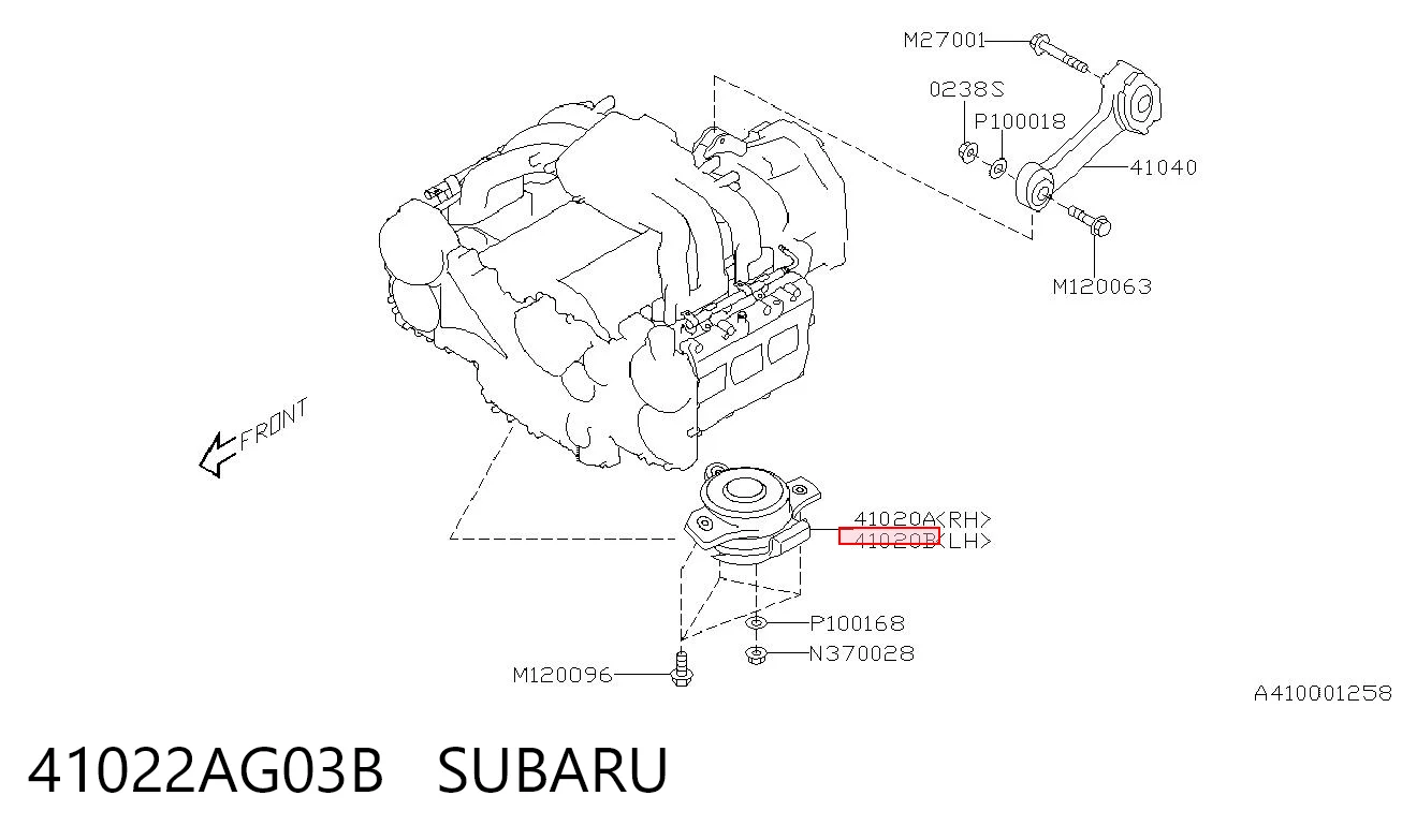 41022AG03B Subaru Подушка (опора) двигателя, левая