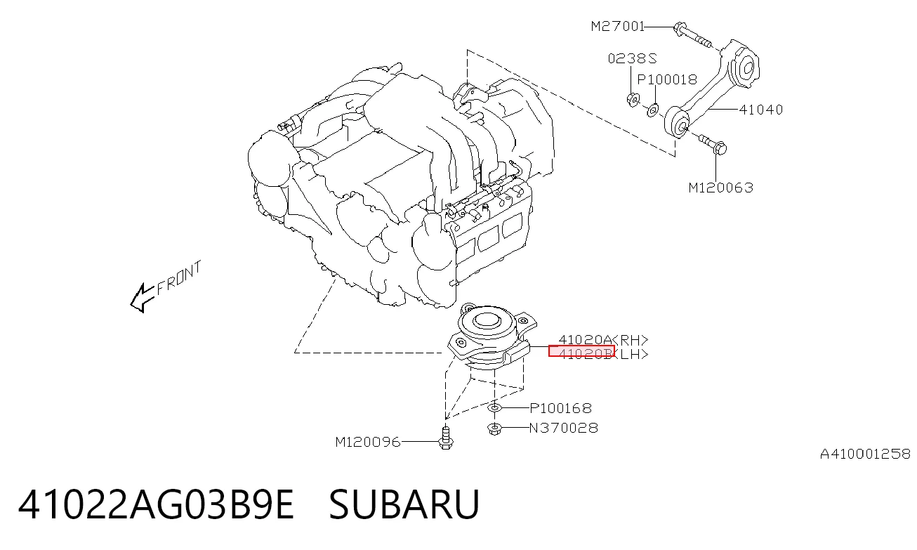 41022AG03B9E Subaru Подушка (опора) двигателя, левая