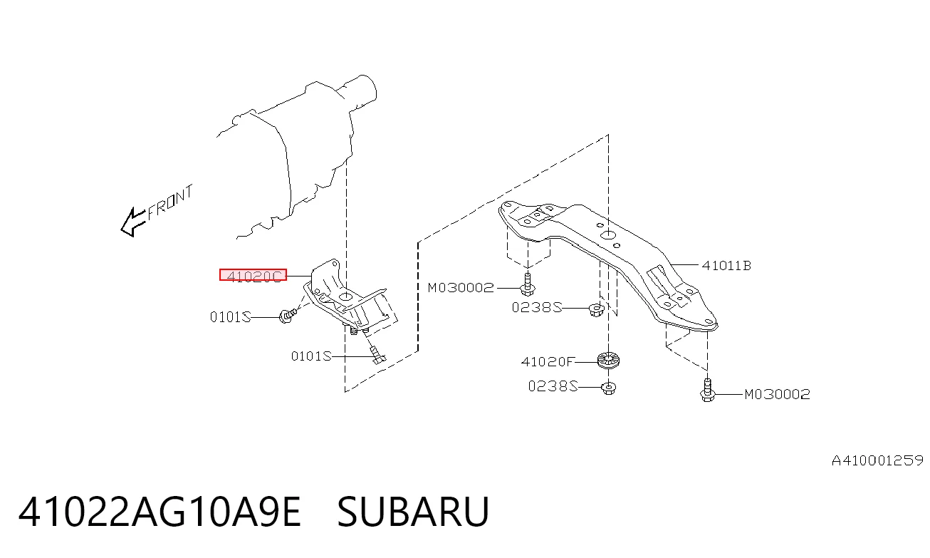 41022AG10A9E Subaru Опора КПП