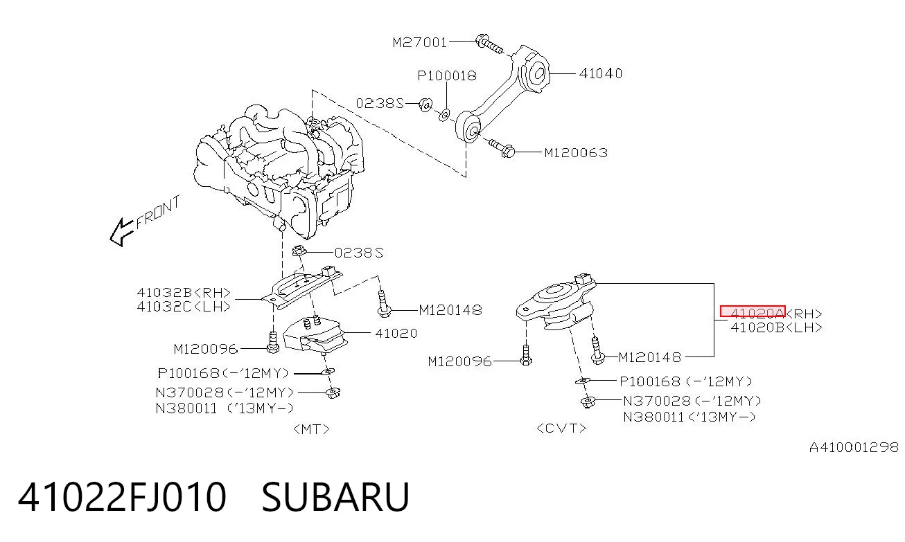 41022FJ010 Subaru Правая подушка двигателя