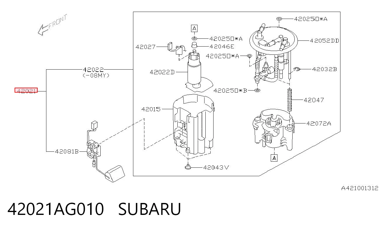 42021AG010 Subaru Топливный насос электрический погружной