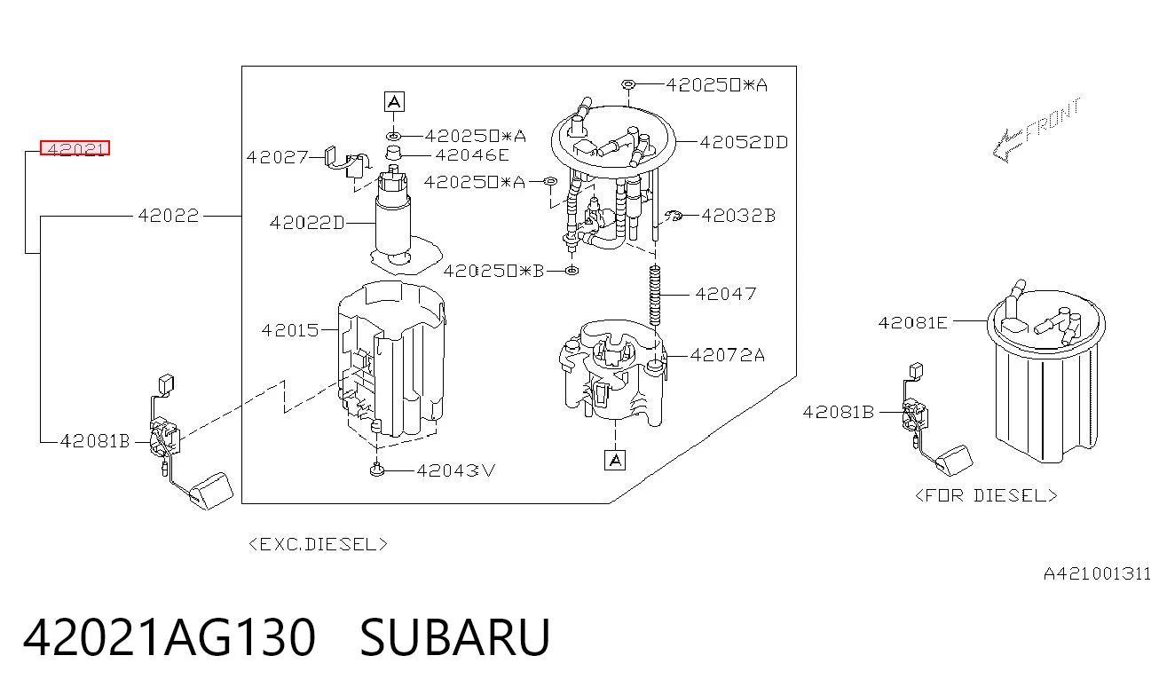 42021AG130 Subaru Топливный насос электрический погружной