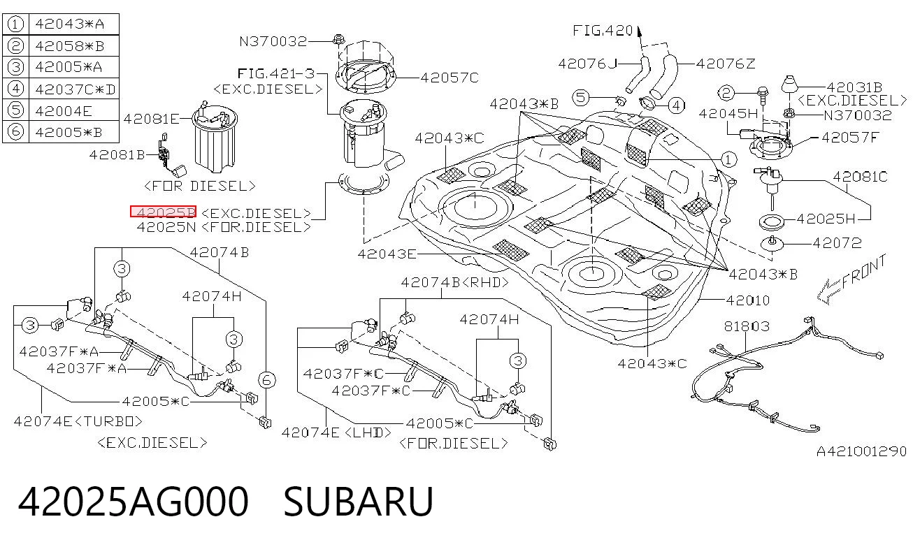 42025AG000 Subaru Прокладка датчика уровня топлива / топливного насоса (топл.бак)