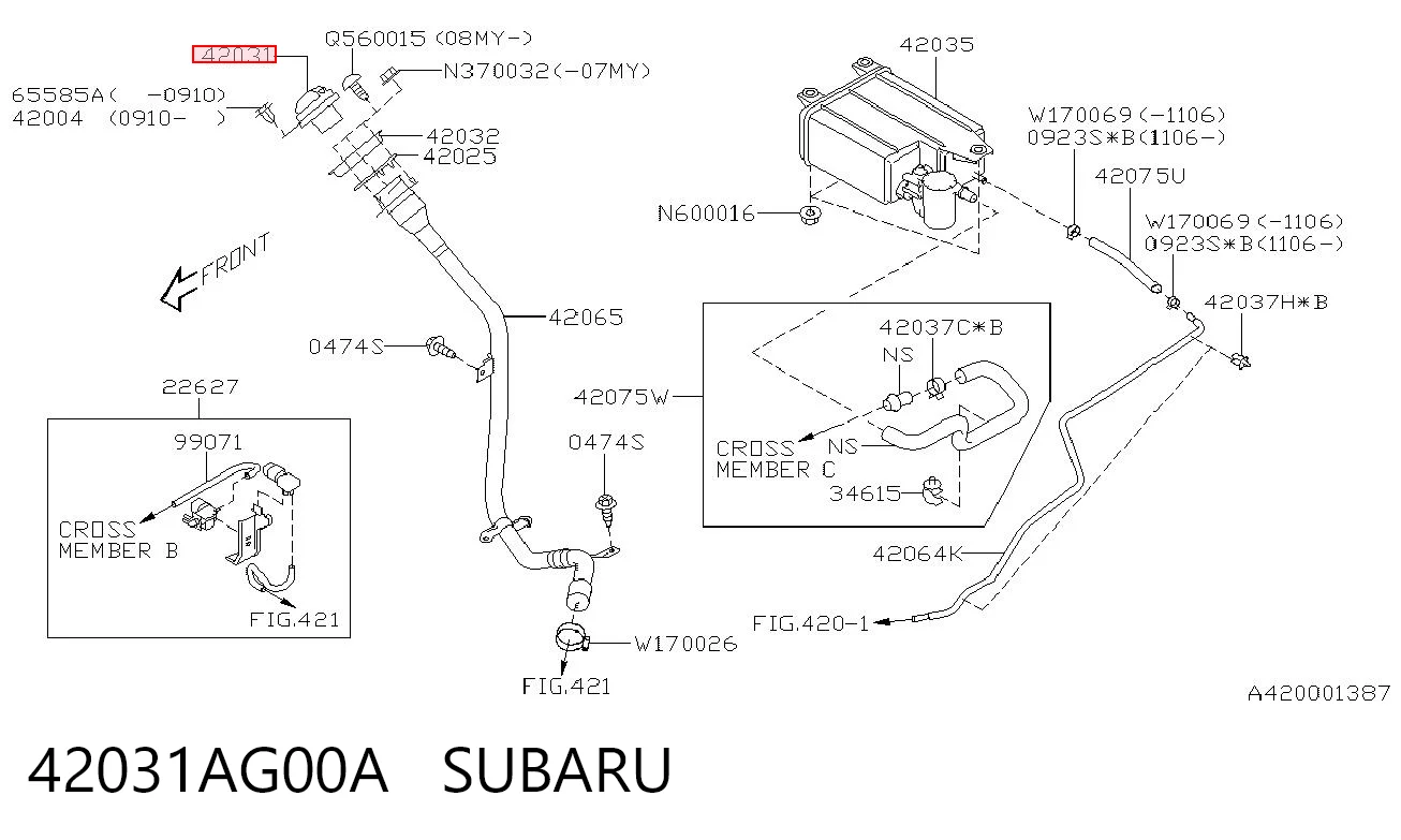 42031AG00A Subaru Крышка топливного Бака