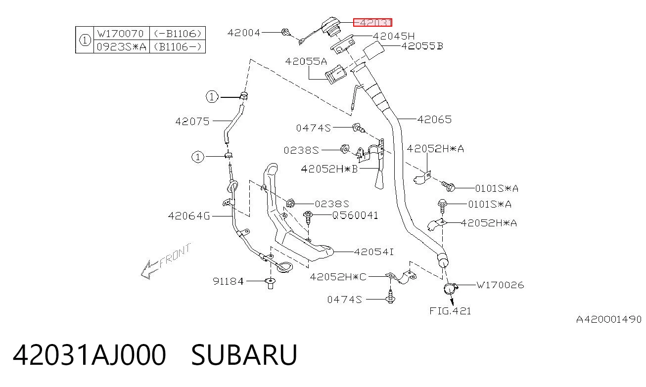 42031AJ000 Subaru Крышка топливного Бака