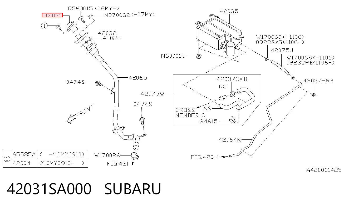42031SA000 Subaru Крышка топливного Бака