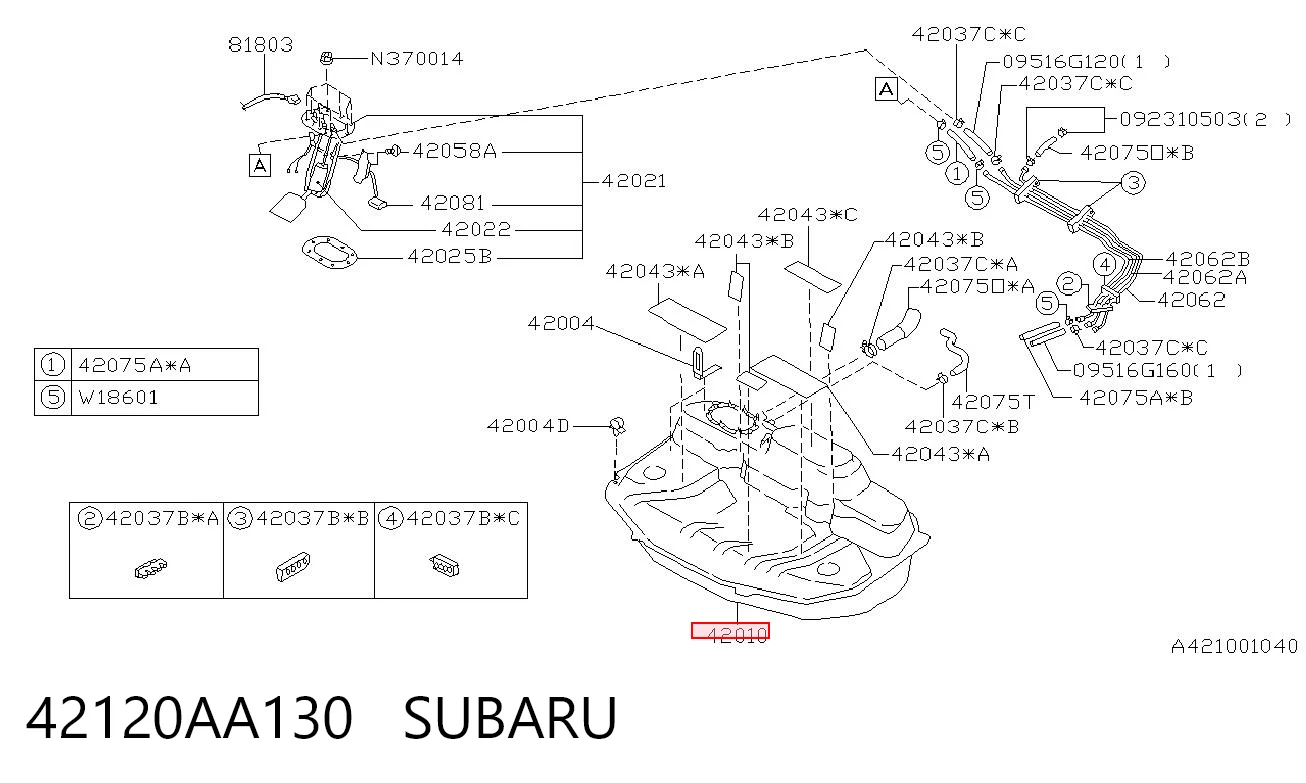 Бак топливный SUBARU 42120AA130
