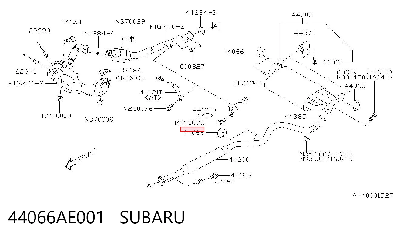 44066AE001 Subaru Крепление глушителя