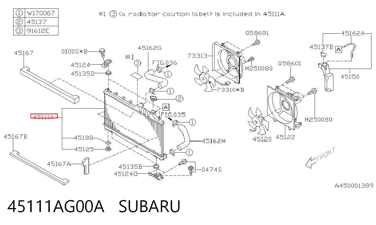 45111AG00A Subaru Радиатор основной