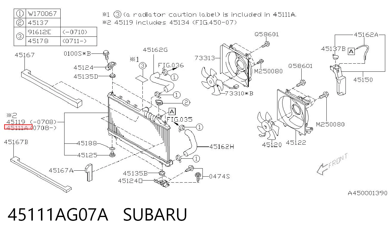45111AG07A Subaru Радиатор основной